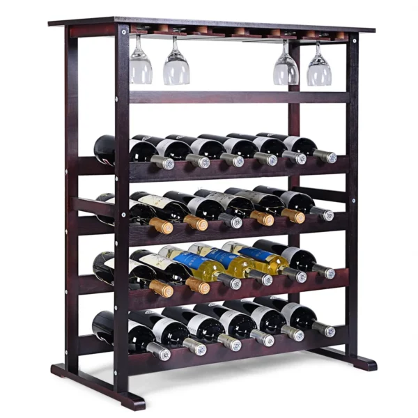 Regál na víno, dřevěný, pro 24 lahví | 90 x 41 x 80 cm se hodí do každé domácnosti. Jeho moderní design je dokonalým doplňkem do každého domu či sklepa.
