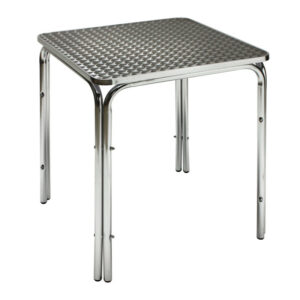 Zahradní stolek, ocelový, 800 x 800 x 700 mm | TWIN 800, se zajímavým broušeným dekorem. Zdvojené nohy s plastovými chrániči podlahy.
