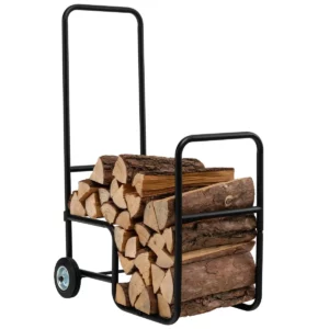Vozík na dřevo, černý | 50 kg se používá pro přepravu a skladování palivového dříví. Rozlučte se s časově náročnou a namáhavou přepravou dřeva!