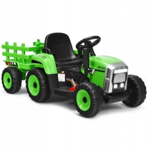 Elektrický traktor s přívěsem | zelený, dokáže přinést nejen zábavu při jízdě, ale také přepravit drobné předměty, procvičit odvahu a koordinaci dítěte!