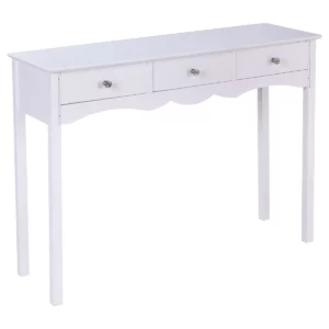 Konzolový stolek, bílý, 3 zásuvky | 100x32x75cm se bude perfektně hodit do vaší ložnice, obývacího pokoje či předsíně. Je odolný a spolehlivý.