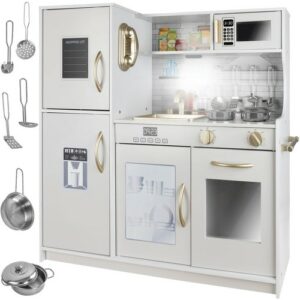 Dětská kuchyňka 22117, dřevěná, krémová | Kruzzel