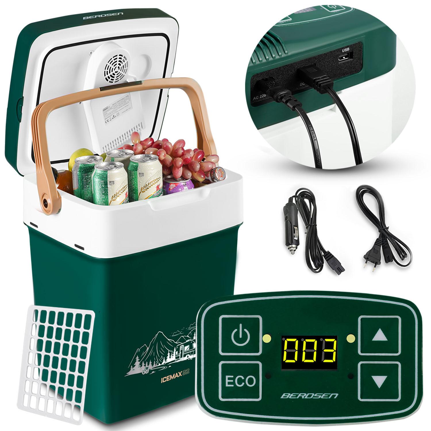 Turistická chladnička Icemax 2v1, 32 L, zelená | Berdsen je lehká chladnička s funkcí chlazení a ohřevu, hodí se proto pro každý váš výlet!