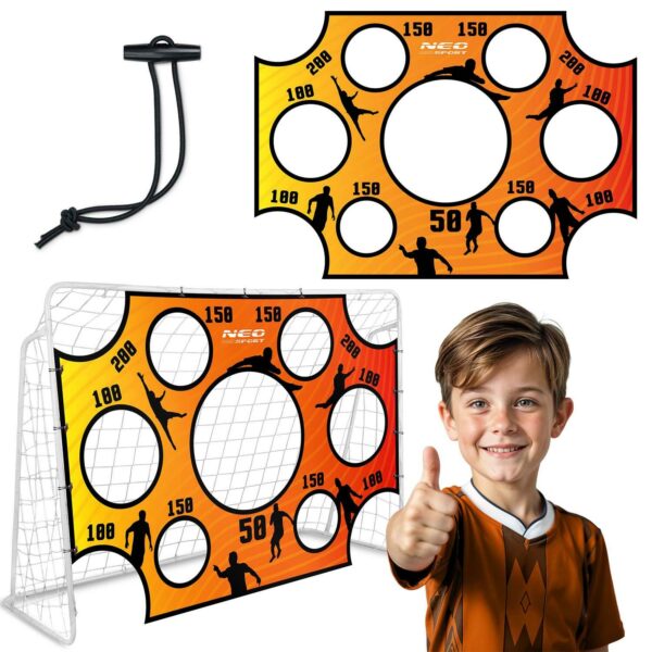 Tréninková fotbalová plachta, oranžová, 215x150cm | Neo-Sport je díky odolnému materiálu a otvorům pro zacílení ideální pro zlepšování přesnosti.