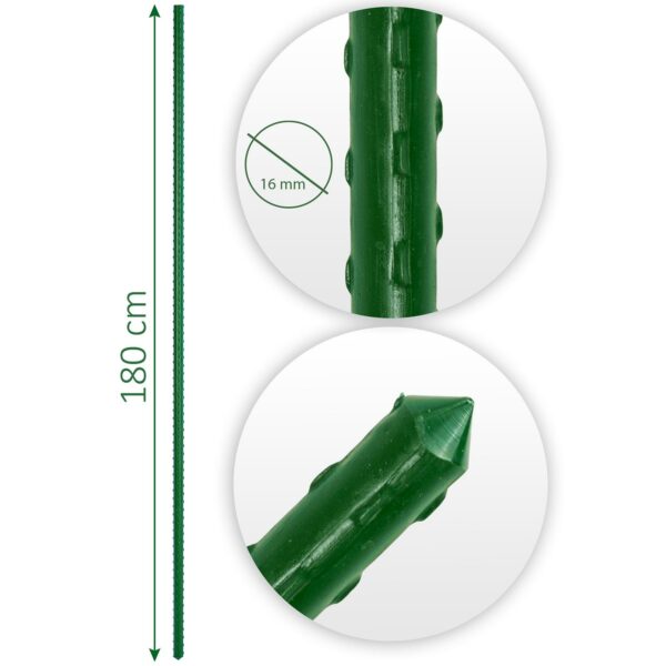 Opěrná tyč pro rostliny PL-940, 10ks, 180cm, zelená | Plonos - Image 2