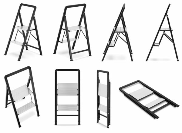 Skládací žebřík s držákem, 2-stupňový | HIGHER - Image 15