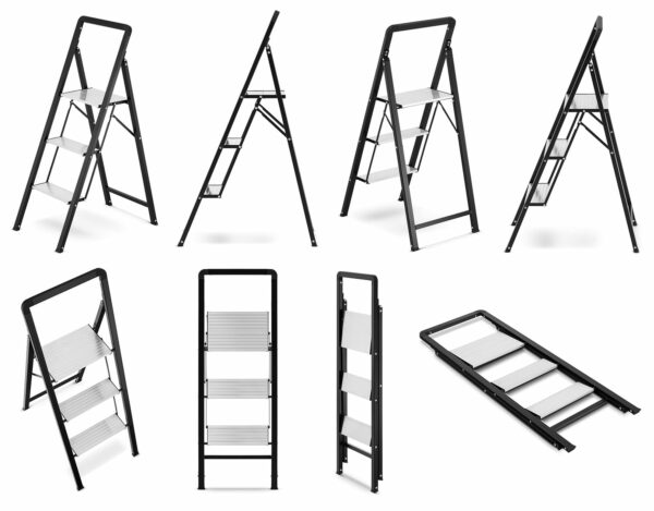 Skládací žebřík s držákem, 3-stupňový | HIGHER - Image 10