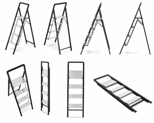 Skládací žebřík s držákem, 4-stupňový | HIGHER - Image 11