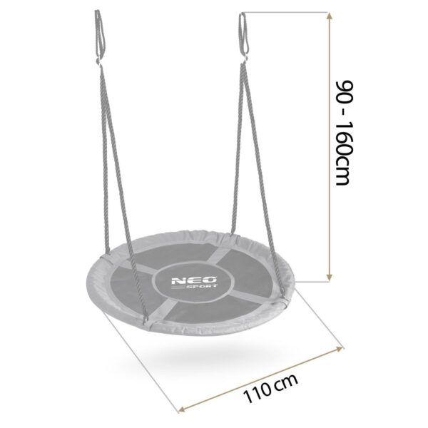 Zahradní houpačka čáp hnízdo, 110cm, šedé | Neo-Sport - Image 5