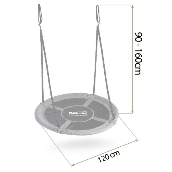 Zahradní houpačka čáp hnízdo, 120cm, šedé | Neo-Sport - Image 2