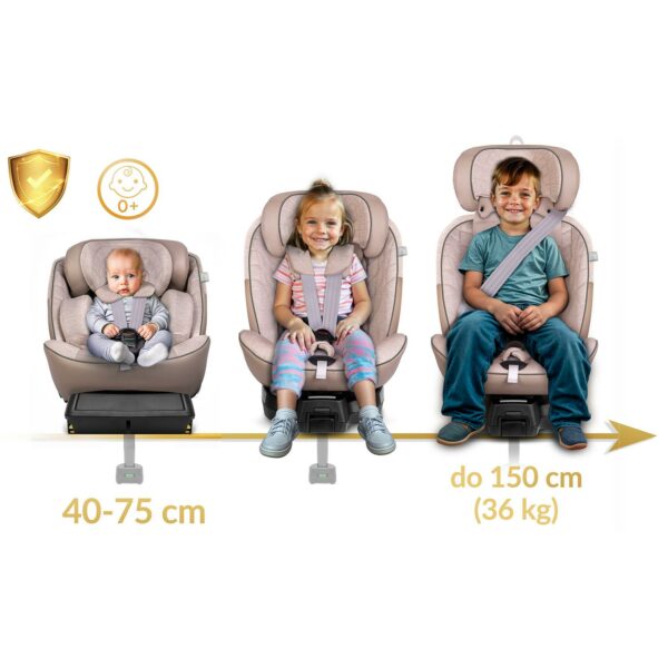 Autosedačka Aero Line, ISOFIX,0-36 kg, béžová | Nukido - Image 13