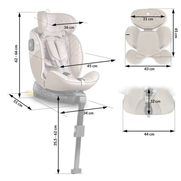Autosedačka Aero Line, ISOFIX,0-36 kg, béžová | Nukido - Image 2