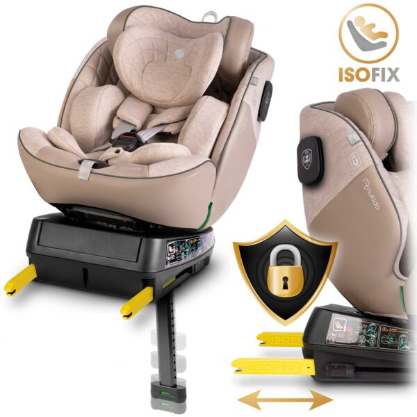 Autosedačka Aero Line, ISOFIX,0-36 kg, béžová | Nukido - Image 7