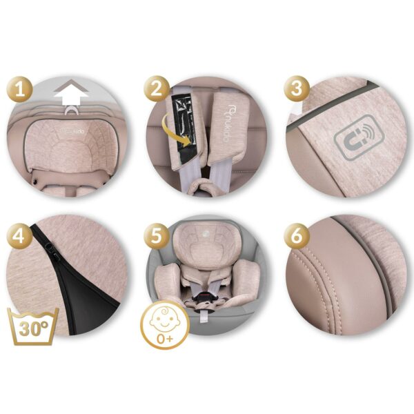Autosedačka Aero Line, ISOFIX,0-36 kg, béžová | Nukido - Image 9