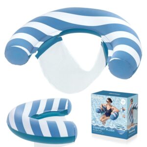 Nafukovací křeslo Comfort Plush, bílo-modré | Bestway díky měkké sametové úpravě a síťovanému sedadlu nabízí pohodlné a osvěžující sezení na vodě.
