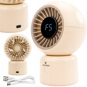 Stolní ventilátor, béžový | Velano je kompaktní a bezdrátový přístroj s tichým chodem, ideální pro použití v kanceláři, doma nebo při práci na počítači.