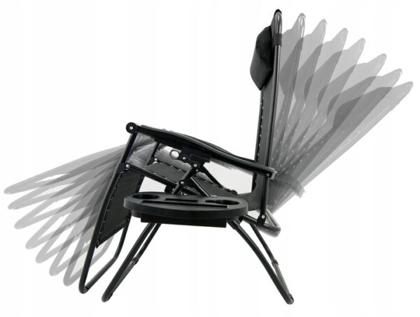 Skládací zahradní lehátko se stříškou, černé | Garden Line - Image 7