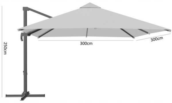 Zahradní slunečník ROMA, 3x3m, šedý | Garden Line - Image 2