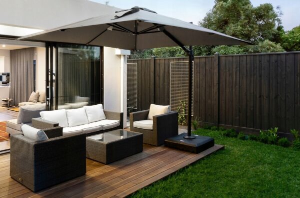 Zahradní slunečník ROMA, 3x3m, šedý | Garden Line - Image 8