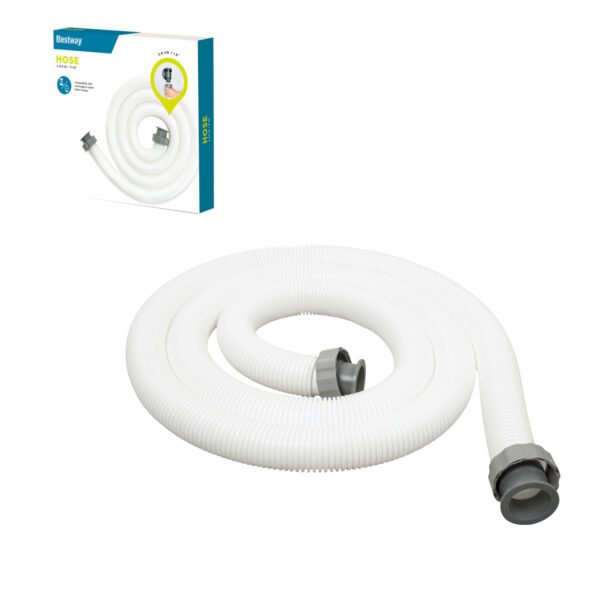Bazénová hadice, 3m, 38mm | Bestway je ideální pro připojení čerpadla a filtru, zajišťuje spolehlivý průtok vody a údržbu filtračního systému.