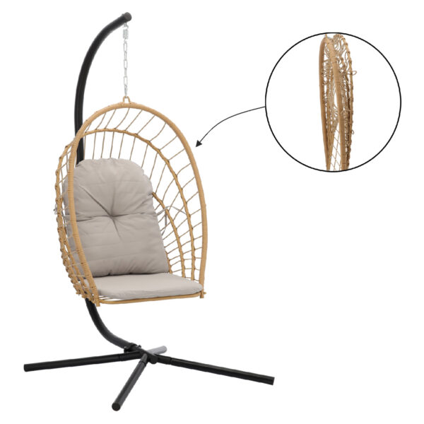 Závěsné zahradní křeslo Eris, šedé + polštář | Garden Line - Image 4