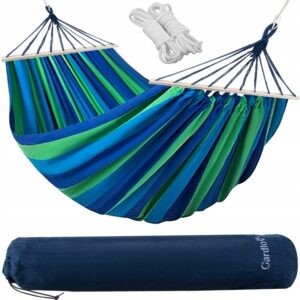 Dvojitá houpací síť, 260x160cm, modro-zelená | Gardlov bez problémů unese dvě osoby, je tak dokonalý pro odpočinek v přírodě, na zahradě či terase.