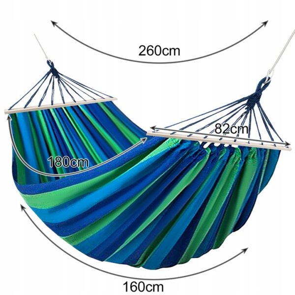 Dvojitá houpací síť, 260x160cm, modro-zelená | Gardlov - Image 2