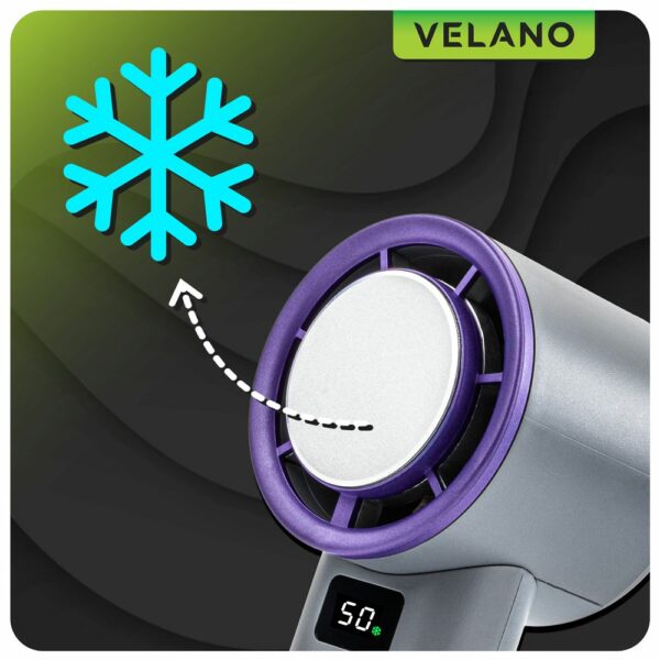 Ruční akumulátorový ventilátor, šedo-fialový | Velano - Image 8