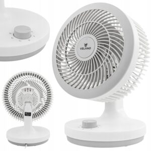Stolní ventilátor, bílý | Velano zajistí příjemné ochlazení v horkých dnech díky nastavitelné intenzitě, oscilaci a možnosti přidání vůně.