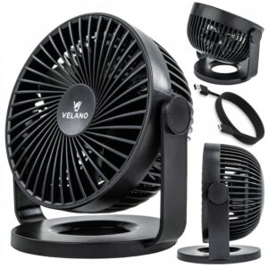 Stolní ventilátor VELWEBS0011, černý | Velano poskytuje osvěžující proud vzduchu v moderním designu, ideální pro použití doma i v kanceláři.