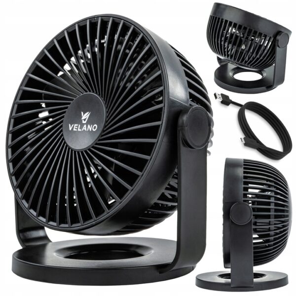 Stolní ventilátor VELWEBS0011, černý | Velano poskytuje osvěžující proud vzduchu v moderním designu, ideální pro použití doma i v kanceláři.