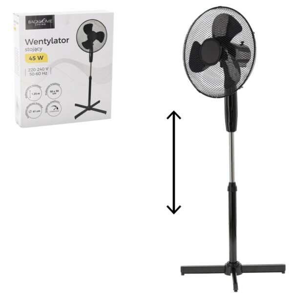 Podlahový ventilátor, 45W, černý | FAN9004 - Image 2