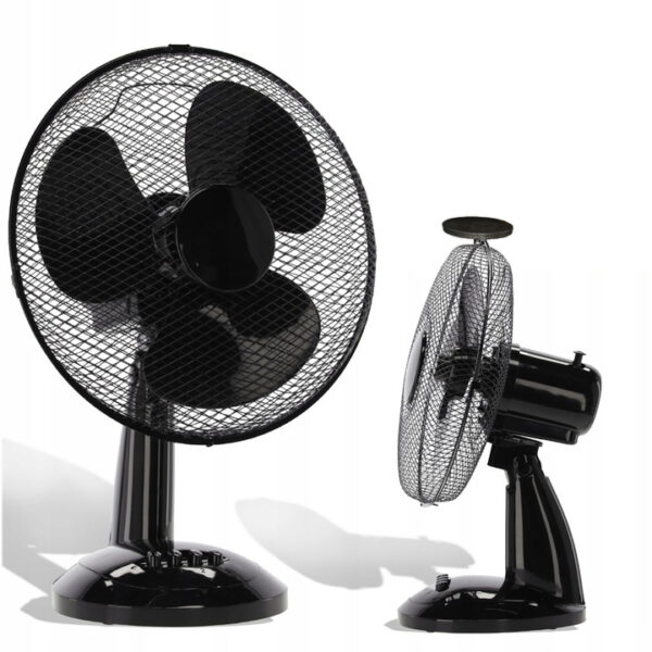 Stolní ventilátor, 40W, černý | FAN9042 nabízí tichý chod, oscilaci a nastavitelný úhel pro efektivní osvěžení na pracovišti i doma.