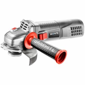 Úhlová bruska 1100W, 125mm | GRAPHITE nabízí pohodlnou a bezpečnou práci s funkcemi proti náhodnému spuštění a blokády vřetena.