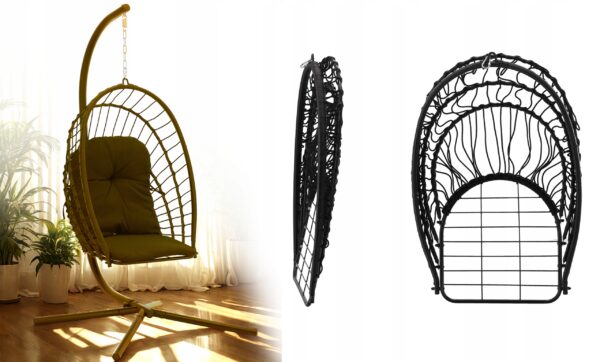 Závěsné zahradní křeslo Eris, černé + polštář | Garden Line - Image 9