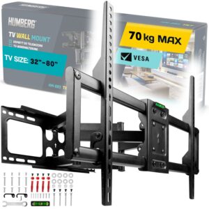 Držák na televizor 32-80″, 70kg | Humberg pevně a bezpečně udrží váš televizor, přičemž umožňuje pohodlné naklánění i otáčení.