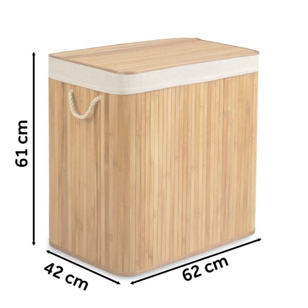 Bambusový prádelní koš s víkem, 150L, přírodní | Massido - Image 2
