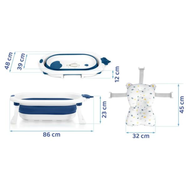 Skládací dětská vanička RK-286, bílo-modrá | Ricokids - Image 2