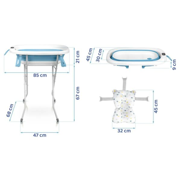 Skládací dětská vanička se stojánkem RK-287, bílo-modrá | Ricokids - Image 2