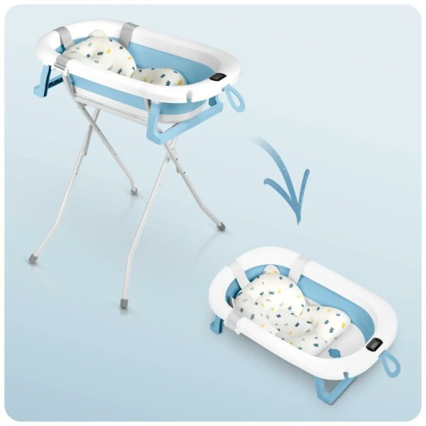 Skládací dětská vanička se stojánkem RK-287, bílo-modrá | Ricokids - Image 7