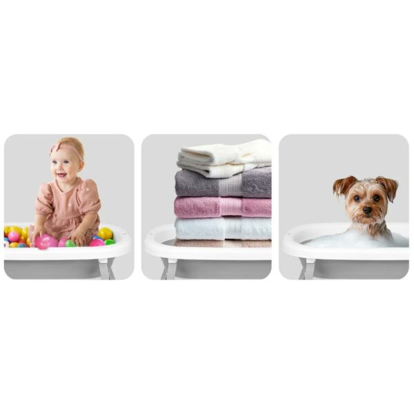 Skládací dětská vanička se stojanem RK-287, bílo-šedá | Ricokids - Image 10
