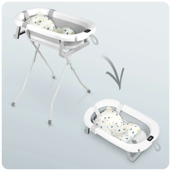 Skládací dětská vanička se stojanem RK-287, bílo-šedá | Ricokids - Image 7