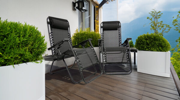 Skládací lehátko se stolkem, černé | Garden Line - Image 13
