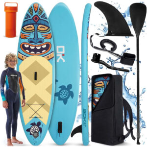 Paddleboard SUP AquaSurf s příslušenstvím, modrý | Soke je lehká a stabilní deska ideální pro odpočinkové pádlování na jezerech či moři.