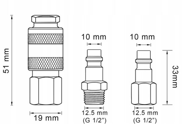 Pneumatické rychlospojky, 1/2