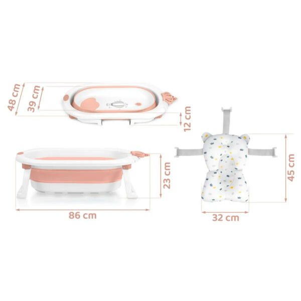 Skládací dětská vanička RK-286, bílo-růžová | Ricokids - Image 2