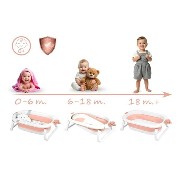 Skládací dětská vanička RK-286, bílo-růžová | Ricokids - Image 5