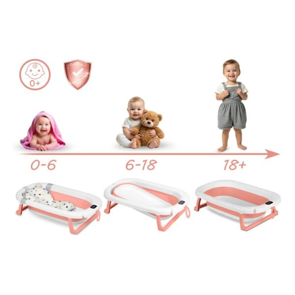 Skládací dětská vanička se stojanem RK-287, bílo-růžová | Ricokids - Image 3