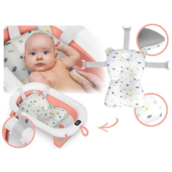 Skládací dětská vanička se stojanem RK-287, bílo-růžová | Ricokids - Image 6