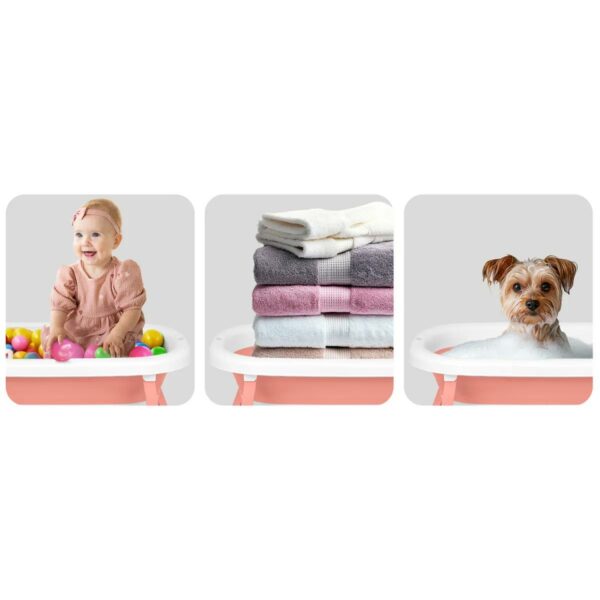 Skládací dětská vanička se stojanem RK-287, bílo-růžová | Ricokids - Image 8